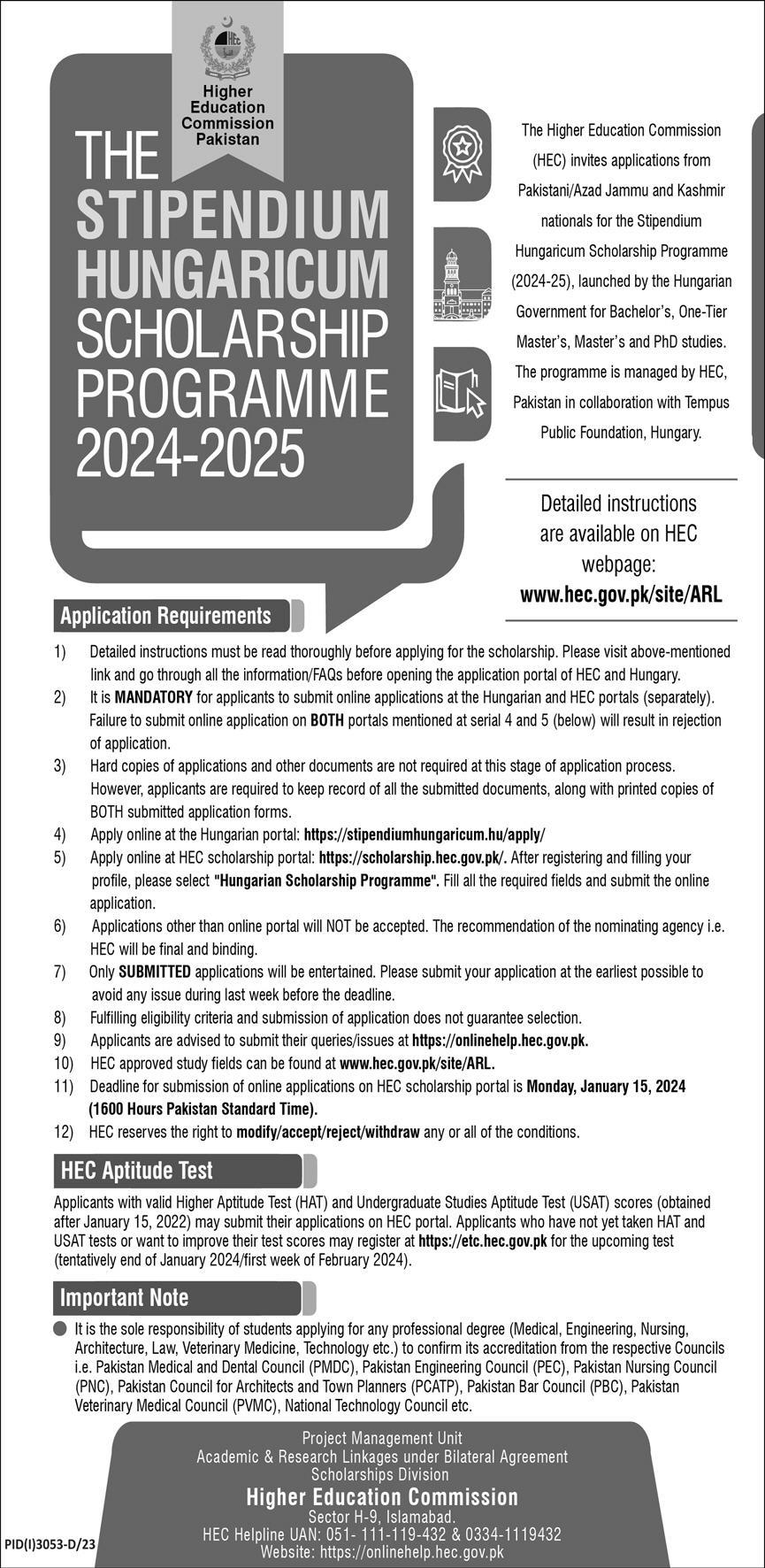 HEC The Stipendium Hungaricum Scholarship Programme 2024 2025