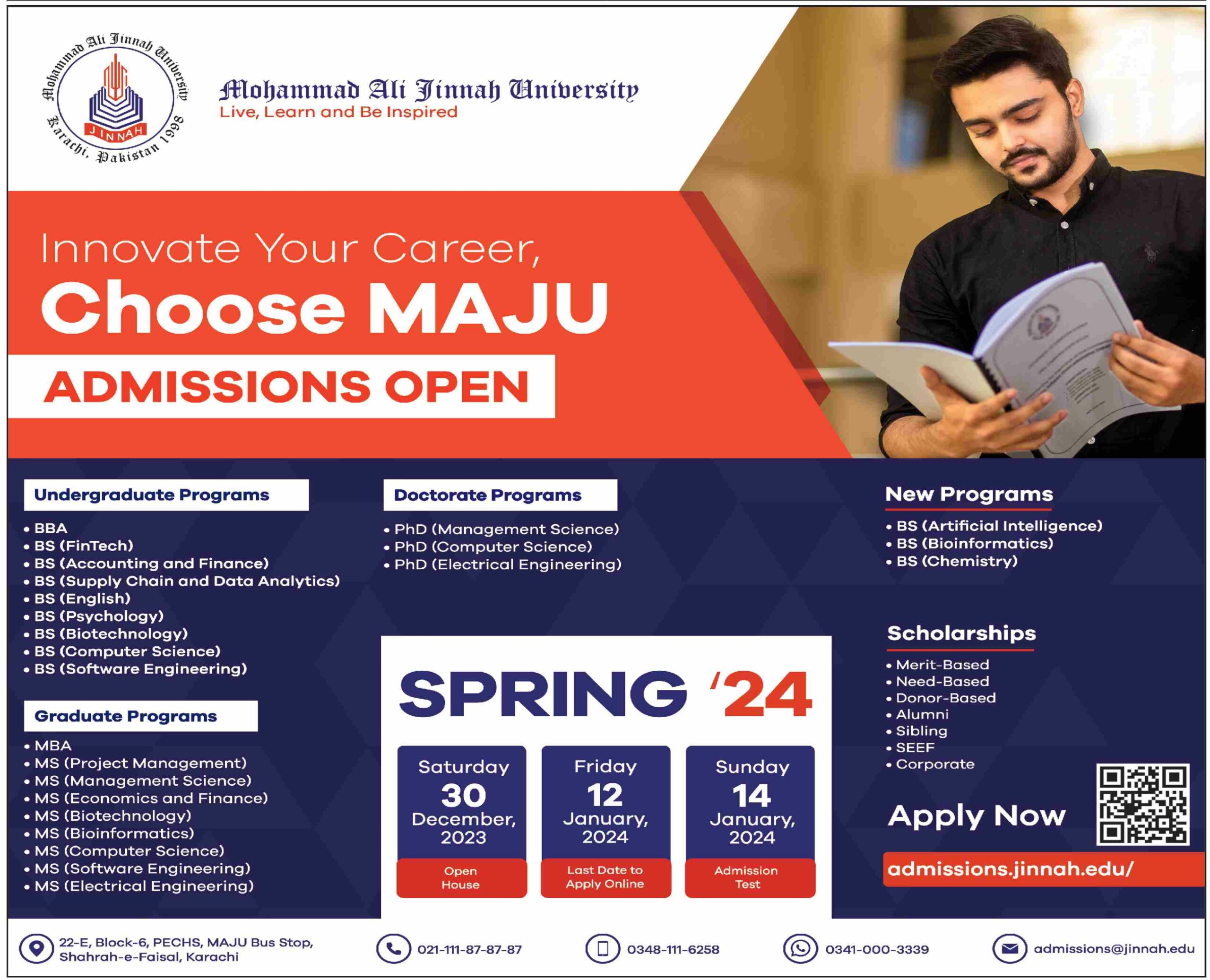 MAJU Mohammad Ali Jinnah University Karachi Admissions Spring 2024