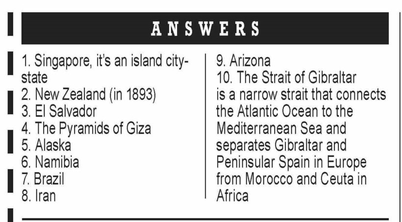 Quiz Geography Answer November 2023