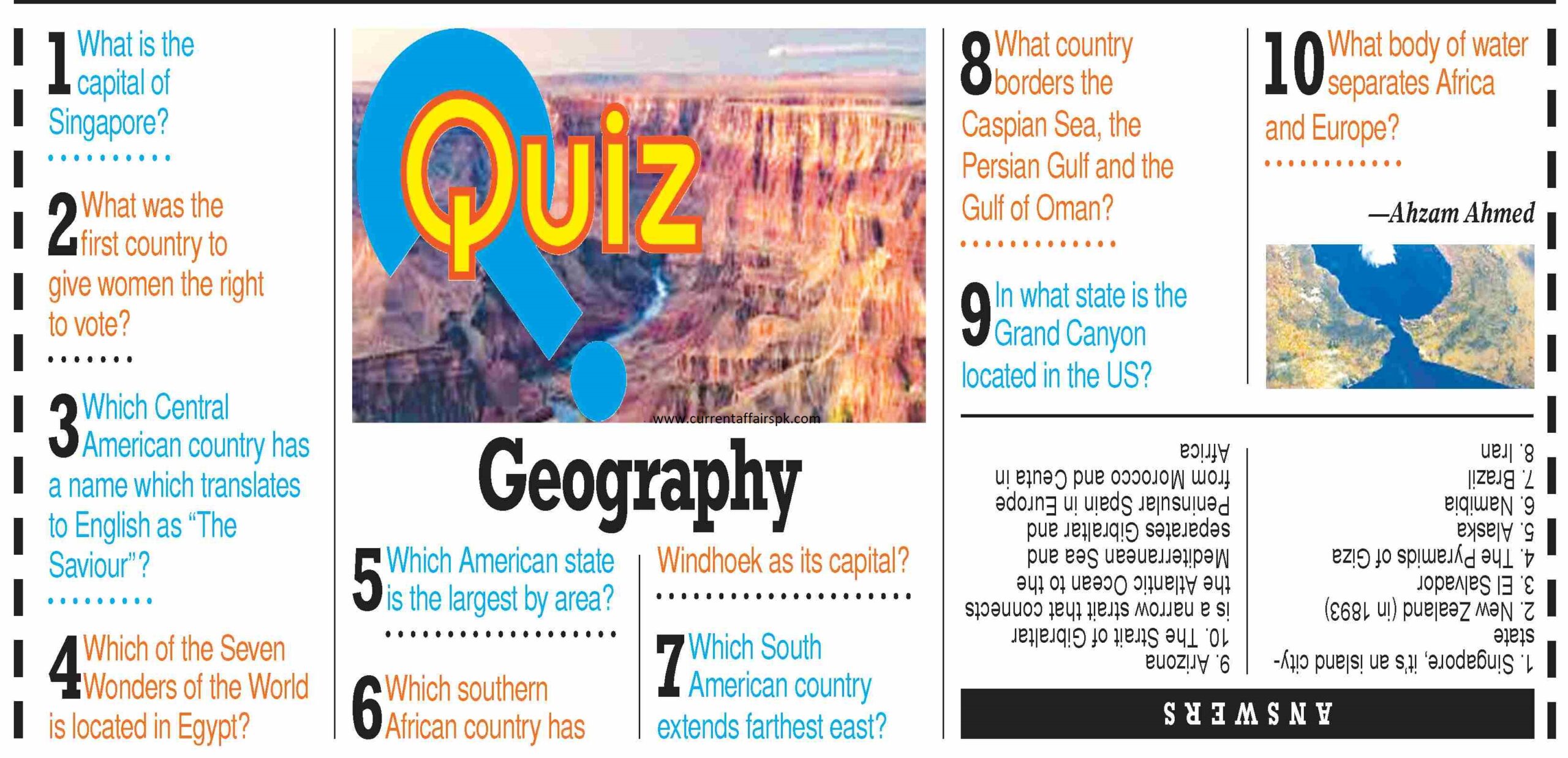 Quiz Geography With Answers November 2023