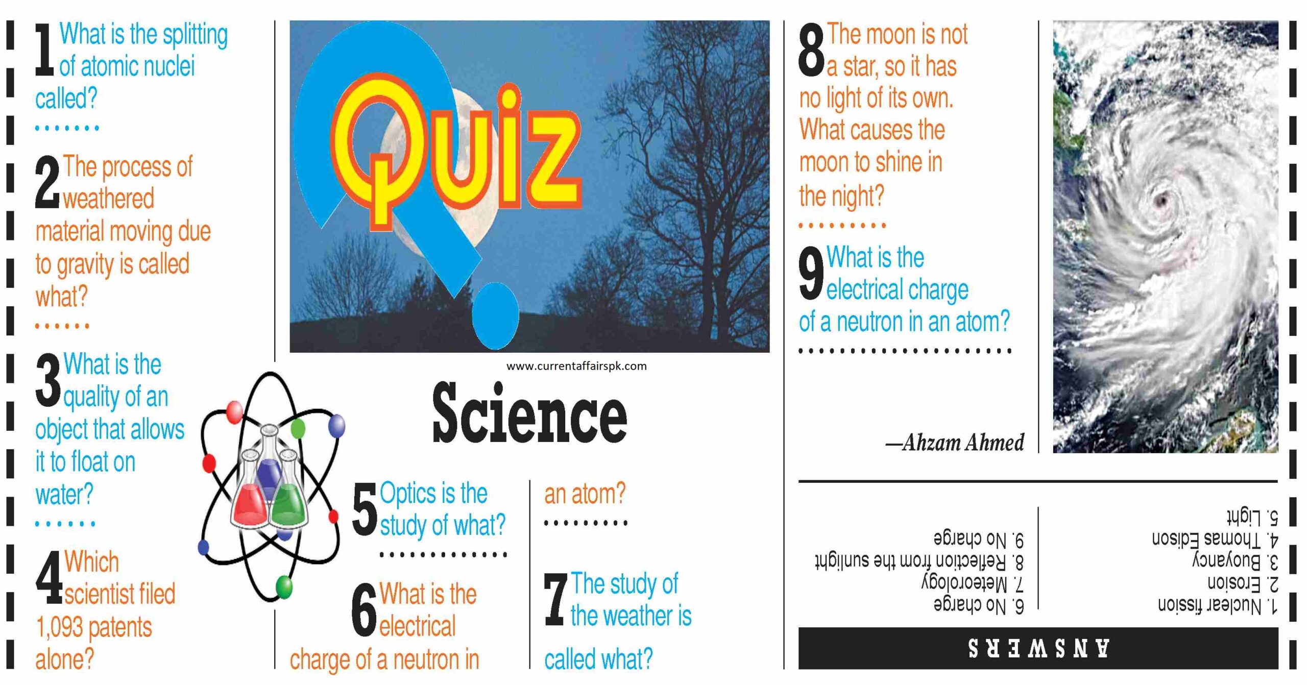 Quiz Science With Answers November 2023