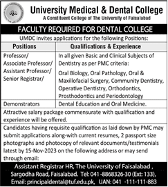 University Medical and Dental College Faculty Required