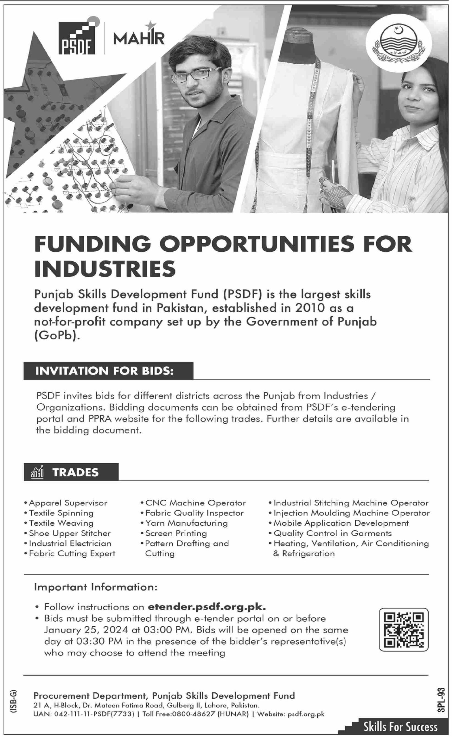 Punjab Skills Development Fund PSDF Funding Opportunities For Industries