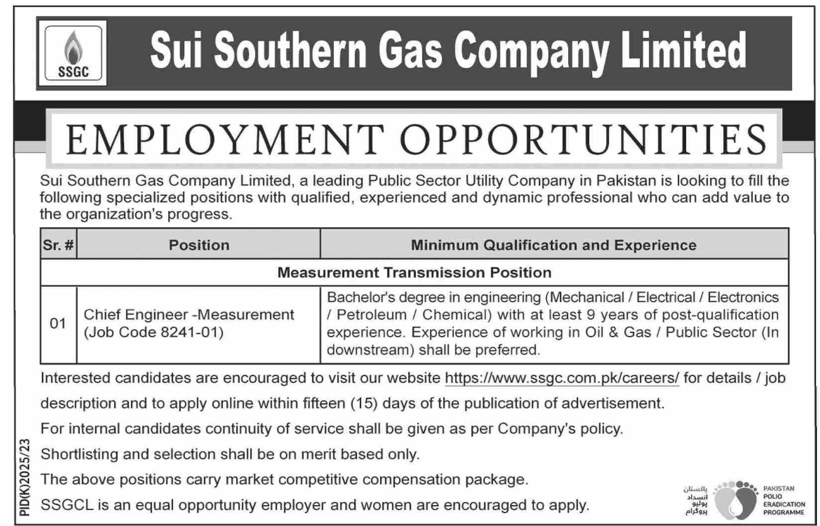 Sui Southern Gas Company Limited Engineering Employment Opportunities