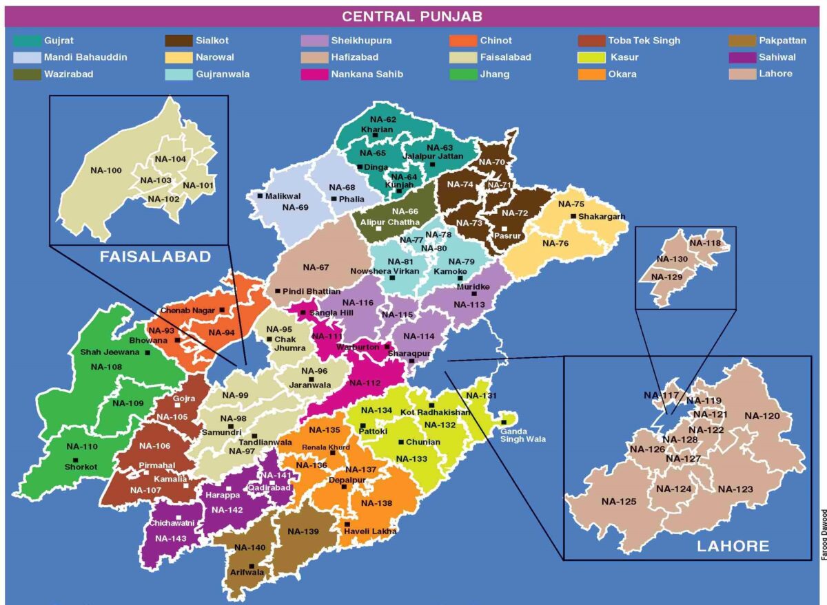 Central Punjab Constituencies Total Voters Male & Female Voters